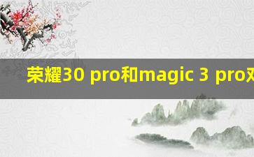 荣耀30 pro和magic 3 pro对比